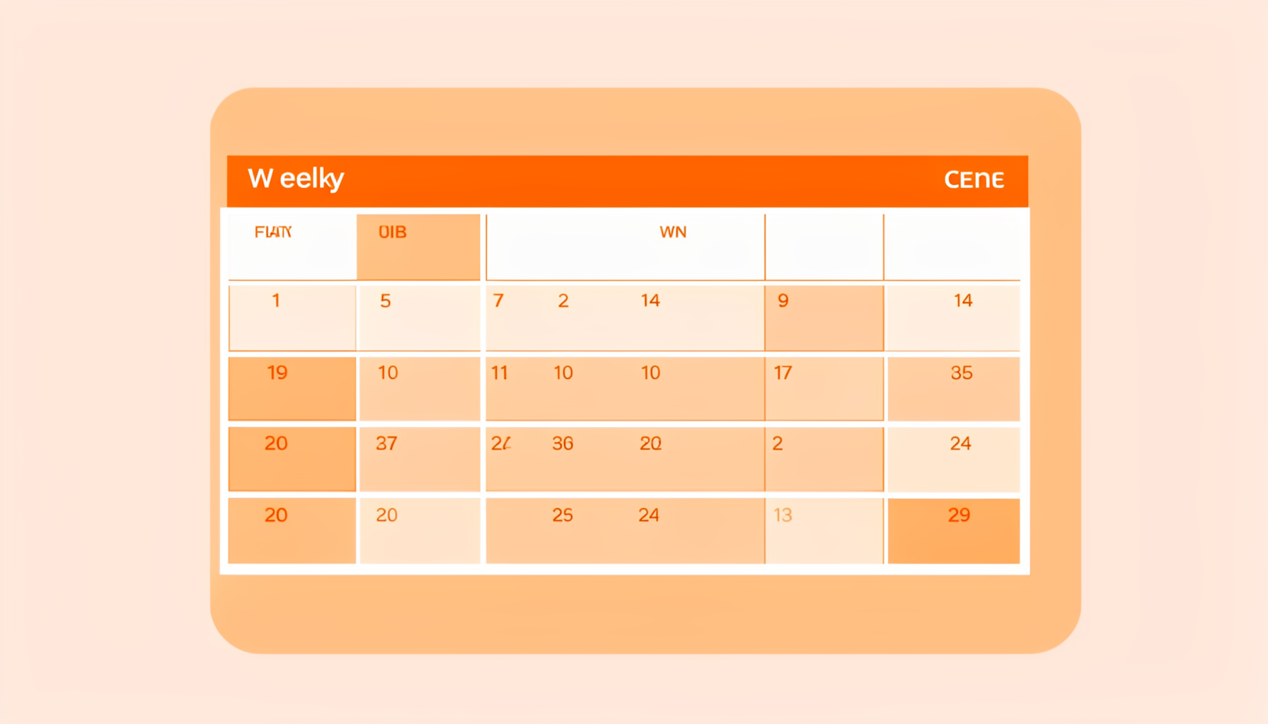 A flat vector illustration of a weekly calendar grid with soft orange highlights and clean sans-serif labels, conveying an organized class schedule